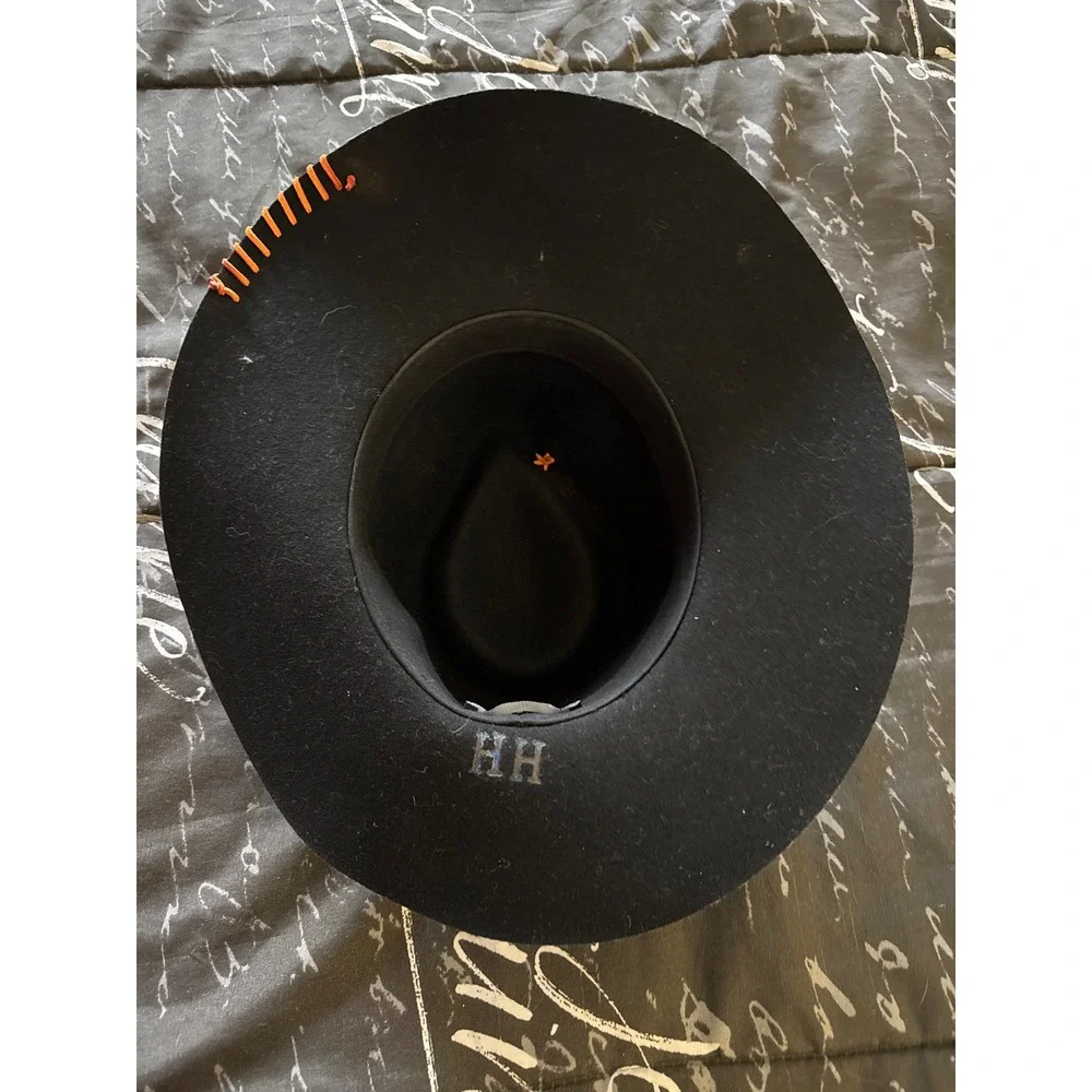 Patina Born and Raised Wool Felt Fedora Hat Black Distressed Western Bandana S
